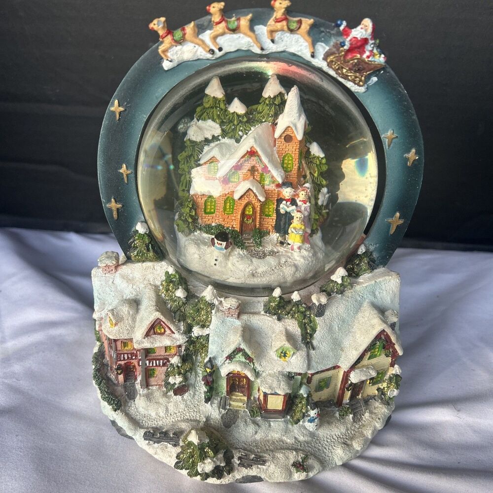 Vintage Color Changing Musical Snow Globe with Winter Scene and Santa
